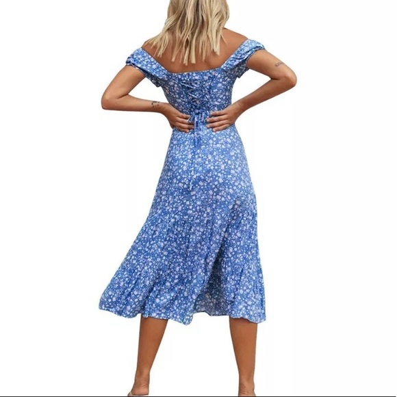 Off-Shoulder Floral Midi Dress - Picture 3 of 16